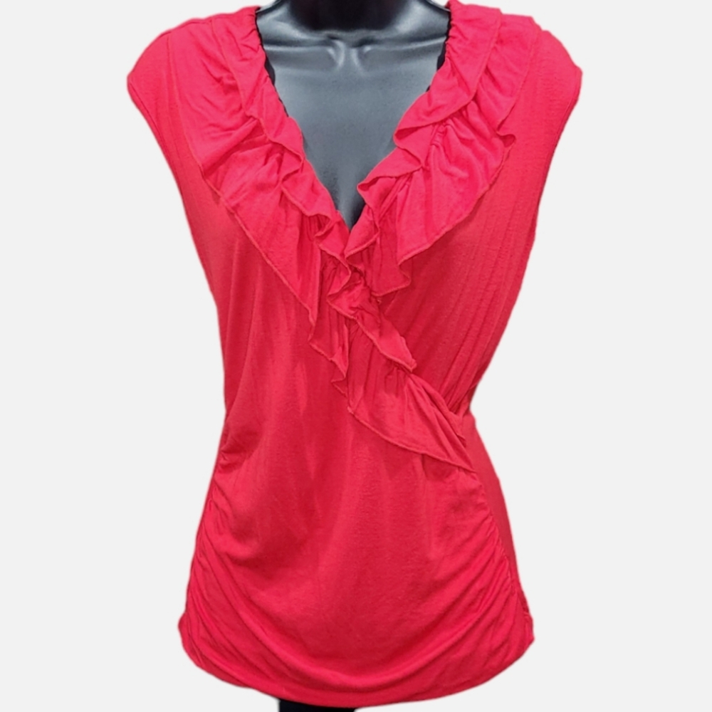 Studio Y ruffled short sleeve blouse Size S